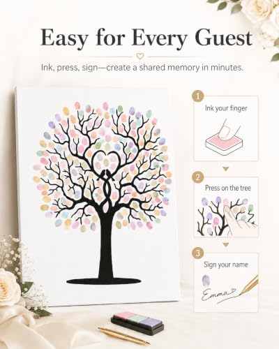 PRETYZOOM 12x16 Inch Wedding Fingerprint Guest Book - Image 3