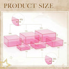 Geelin 6 Pcs Acrylic Risers Cube Stands, Clear Pink, 7 to 12 Inch, Square - Image 3