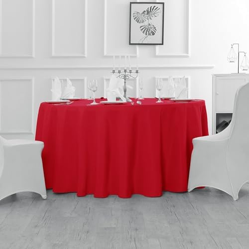 Fokitut 6 Pack Round Tablecloth, 90 Inch, Stain Resistant and Wrinkle Polyester Table Cloth, Fabric Table Cover for Kitchen Dining, Wedding, Party, Holiday Dinner-Red - Image 5