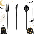 Supernal 180pcs Black Plastic Silverware Set, Disposable Cutlery for Party by supernal