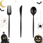 Supernal 180pcs Black Plastic Silverware Set, Disposable Cutlery for Party by supernal