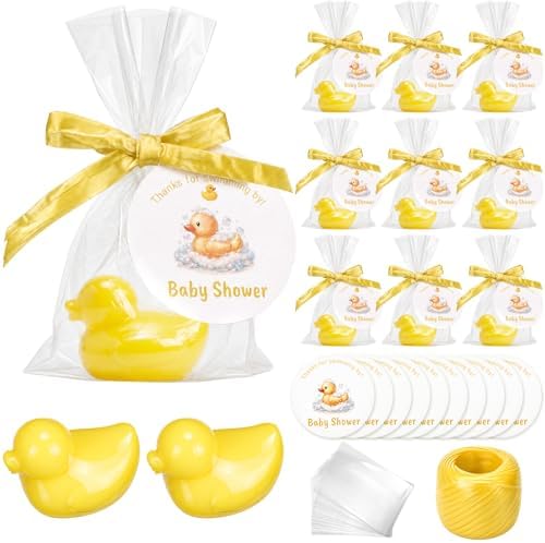 Leelosp Duck Soap Party Favors Gift with Transparent Bags and Thanks Tag for Baby Shower Guest Reveal Baptism Shower Wedding Birthday Summer Party Favor Decorations Supplies(50 Sets,Yellow) by Leelosp