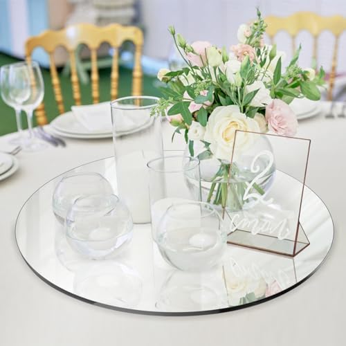 Seelenruhe 12" Round Mirrors for Centerpieces for Tables, Round Mirrors Trays Plates for Centerpieces, Wedding Decorations, Baby Shower Party, Christmas Decorations, 2mm, 12 PCS - Image 4
