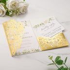 Gold Wedding Invitations Kit Metallic Pocket Blank Cards 50 Sets by Maffily