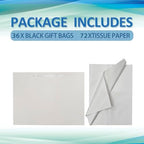 Papertide 36 Pack White Mini Gift Bags 16×6×12 inch with Tissue Paper - Image 3