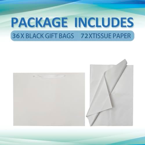 Papertide 36 Pack White Mini Gift Bags 16×6×12 inch with Tissue Paper - Image 3