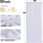 50x12ft White Backdrop Curtain for Wedding Parties, 10 Panels (5x12 ft Each) Wrinkle-Free Dackdrop Curtains, Silky Draping Fabric for Birthday Party, Baby Shower, Photo Background - Image 6