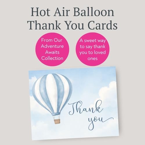 Baby Shower Thank You Cards With Envelopes, Hot Air Balloon | Set of 24 - Image 5