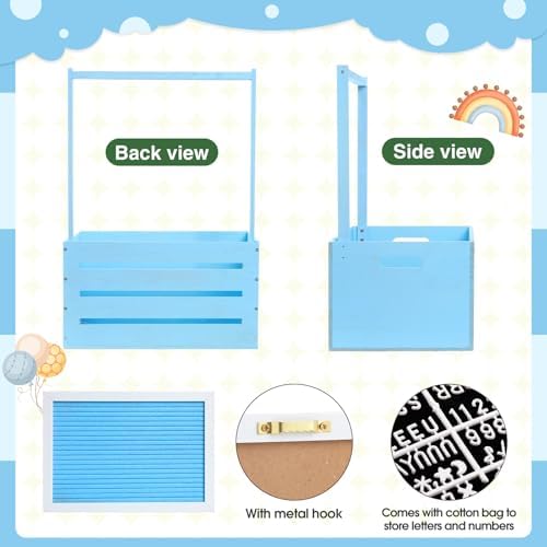 Barydat Wooden Baby Shower Crate Closet Baskets for Baby Shower, Blue - Image 3