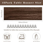 12 Pcs Cheesecloth Table Runner 10FT Brown Runner for Tables Gauze Fabric 35 x 120 Inches Long Boho Table Runner Decor Rustic Sheer Runner for Wedding Birthday Bridal Shower Party (Brown) - Image 3