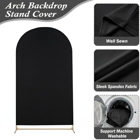 Arttown 7.2FT Gold Metal Arch Backdrop Stand and Black Arch Cover Set - Image 4