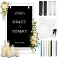 White Wedding Welcome Sign Stand with Holder - Elegant Metal Easel Display for Seating Chart, Reception Signs, Welcome Board - 30+ Customizable designs for Baby, Bridal Shower - Versatile Party Sign Holder by kiniu