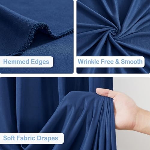 8 Panels Navy Blue Backdrop Curtains - Wrinkle Free Fabric Backdrop Curtain for Photoshoot, 10FT Wedding Party Photo Backdrop Drapes for Birthday Baby Shower Photography Stage Background Decorations - Image 2