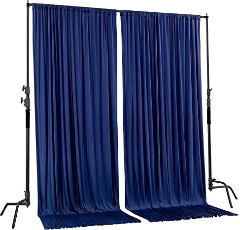 AK TRADING CO. 10 feet x 8 feet IFR Polyester Backdrop Drapes Curtains Panels with Rod Pockets - Wedding Ceremony Party Home Window Decorations - Navy Blue - Image 2