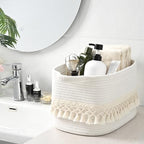 6 Pack Storage Basket for Shelves, Boho Cotton Rope Storage Bins with Heavy Tassel, Shelf Baskets Large Woven Baskets for Organizing, Cube Organizer Bins, Baby Laundry Basket for Clothes, Toys, Pets - Image 6