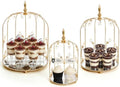 Set of 3 Metal Birdcage Cake Stand Set with Crystal Accents, Elegant Cupcake Holder Display for Wedding, Birthday, Baby Shower, Party Dessert Table Decorations (Gold, Set of 3) by kehail