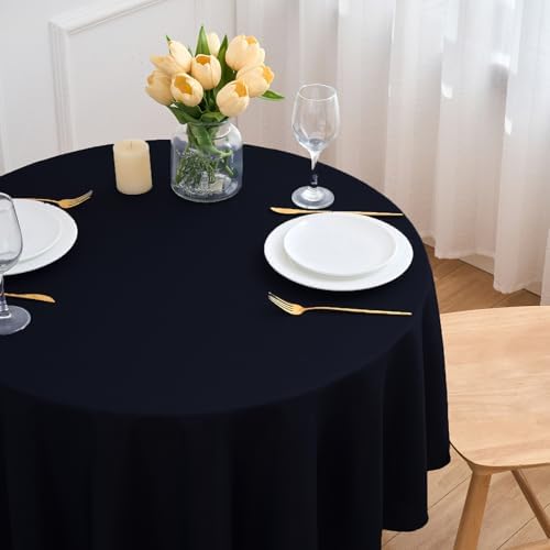 FINDYOU 6 Pack Black 60 Inch Round Tablecloths for 6 Foot Rectangle Tables. Stain and Winkle Resistant Polyester Washable Table Cloths for Parties Wedding Dining - Image 6