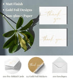 Thank You Cards with Envelopes & Stickers, Matte Gold Foil Cards Bulk Pack of 100, 4x6 Inch Minimalistic Design, Suitable for Business, Wedding, Small Business, Graduation, Bridal Shower, Funeral - Image 2