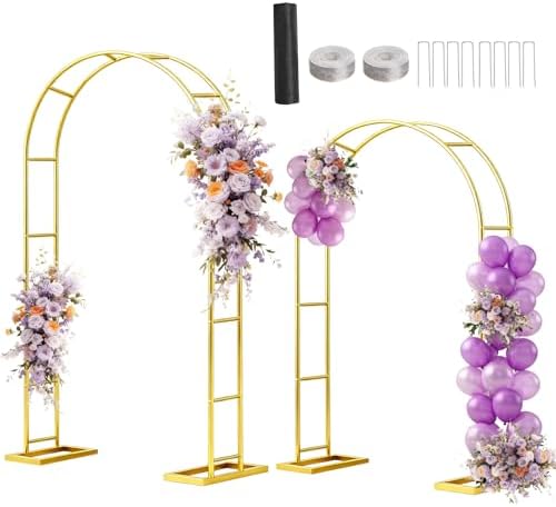 2 Pack Wedding Arch Backdrop Stand (7.2FT/6FT) Metal Frame with Base by ParseBio