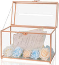 Glass Wedding Card Box with Slot, 10.2 inch Large Clear Card Box for Wedding Receptions, Rose Gold Gift Card Storage Box for Baby Shower, Birthday Party, Bridal Shower by JAJAMY