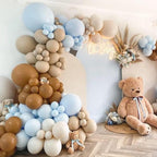 Brown And Blue Balloon Garland Double Stuffed Nude Tan Light Blue Beige Latex Balloon Arch Kit for Neutral Baby Shower Teddy Bear Gender Reveal Wedding Birthday Party Decorations by Pinbra