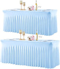 gogoparti 2 Pack Spandex Baby Blue Fitted Table Cloth for 8ft Rectangle Tables Light Blue Stretch Tablecloth Banquet Table Covers Wrinkle Free Tablecloths for Parties Wedding by Gogoparti