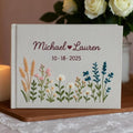 Custom Floral Embroidered Linen Scrapbook,Memory Book with Custom Names & Date,Personalized Photo Album,Flowers Wedding Guest Book for Wedding,Bridal Shower,Baby Shower by WEIYOUDP