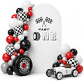 Arch Backdrop Cover for Fast ONE Racing Car Birthday Party Arch Spandex Fabric Cover Checkered Tire Track Car Kids Boys Baby Shower Parties Decors (4364,3x6ft) by HISDH