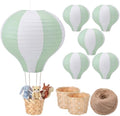 Meooeck 6 Pcs Hanging Hot Air Balloon Decorations Paper Lanterns 12 Inch Reusable Hot Air Balloon Decor Paper Lanterns Set for DIY Craft Wedding Birthday Christmas Home Living Room (Sage Green White) by Meooeck