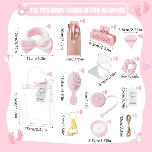 116Pcs Baby Shower Prizes Game Winners Favors Gifts Set (Pink) - Image 2
