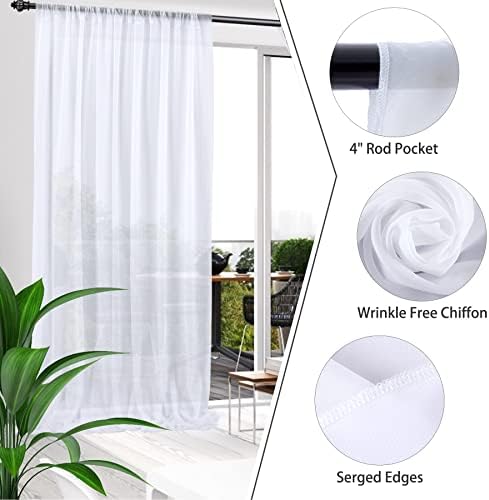 10ft x 10ft White Chiffon Backdrop Curtains, Wrinkle-Free Sheer Chiffon Fabric Photo Curtain Drapes for Wedding Ceremony Arch Party Stage Photography Decorations - Image 5