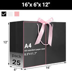 EUSOAR Large Gift Bags, 25pcs 16"x6"x12" Black With Handles for Shopping, Wedding, Baby Shower, Birthday Party - Paper Treat Bags Bulk With Ribbon - Image 2