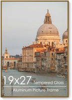 19x27 Metal Picture Frame, Aluminum Poster Frame with Real Glass, Bronze by FLYJOE