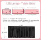 Table Skirt for Teacher Desk Classroom Baby Shower Halloween, Black, 12ft - Image 3
