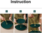Tosnail Set of 2 Porcelain Cupcake Stand Ceramic Dessert Stand Tiered Serving Trays with Gold Rod, 3 Tiers and 2 Tiers Cake Stand Party Serving Trays Fruit Pastry Holders for Wedding and Party, Green - Image 7