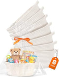 8 Pack Small Woven Baskets for Gifts Empty, 12"x8"x5" Cotton Rope Storage Baskets with Handles, Gift Basket Kit with Bags & Ribbons for Baby Shower, Nursery, Christmas, Easter, Bulk White by Zugzwang