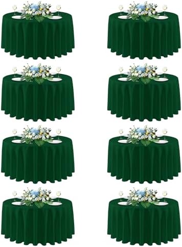 sancua Round Tablecloth 90 Inch Fit 30-72 Inch Tables, 8 Pack Hunter Green by sancua