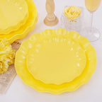 LIYH 24Pcs Yellow Plastic Plates Reusable, Dinner And Salad Set For Parties - Image 2