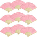 50 Pieces Paper Fans Paper Hand Fan Bamboo Folding Fan Handheld Fan Paper Folded Fan Paper Fan for Wedding Party and Home Decoration (Pink) by Grosun
