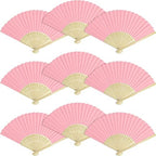 50 Pieces Paper Fans Paper Hand Fan Bamboo Folding Fan Handheld Fan Paper Folded Fan Paper Fan for Wedding Party and Home Decoration (Pink) by Grosun