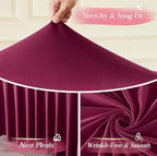 Burgundy Table Cloth for 6 Foot Rectangle Tables Fitted Stretch Spandex Table Cover with Skirt 6ft Baby Shower Birthday Party Banquet Ruffle Burgundy Tablecloth Wedding Table Cloths Desk Skirt, 2 Pack - Image 4