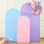 Pink Purple Blue Arch Backdrop Cover 3 Set-7.2FT, 6.6FT, 6FT Spandex Fitted Wedding Arch Stand Covers for Baby Shower Birthday Party Wedding Ceremony Photo Arch Stand Background Decorations - Image 5