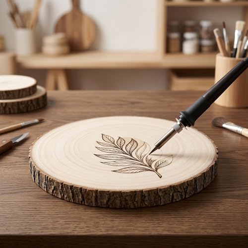 Wood Slices for Centerpieces, 7-8 Inches, Round, 10 Pack, Rustic Style, for Weddings, Baby Showers, and DIY Crafts - Image 7