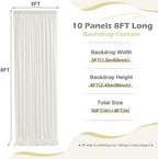 50ft x 8ft Wrinkle Free Ivory Backdrop Curtain for Parties, 10 Panels 5x8ft Silky Polyester Ivory Wedding Backdrop Drapes Photo Back Drop Cloth for Birthday Baby Shower Photography Background - Image 5