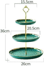 3 Tier Round Porcelain Tiered Cupcake Stand, Tiered Serving Stand, Dessert Stand, Serving Tray Platter for Tea Party, Wedding and Birthday (Green) - Image 6