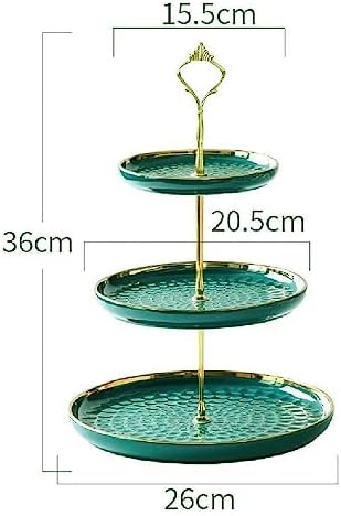 3 Tier Round Porcelain Tiered Cupcake Stand, Tiered Serving Stand, Dessert Stand, Serving Tray Platter for Tea Party, Wedding and Birthday (Green) - Image 6