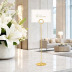 Urban Deco 24PK Table Number Holders Place Card Holders 12 Inch Table Card Holders Steel Card Holders for Photos, Food Signs, Memo Notes, Weddings, Restaurants, Birthdays (Gold 24PK) - Image 6