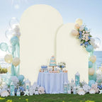7.2FT 6FT Arch Backdrop Cover for Wedding, Set of 2 Stretchy Spandex Fitted Arch Stand Cover for Baby Shower, Birthday Party Decor, Chiara Backdrop Cover with Double-Sided Design(Ivory) - Image 3