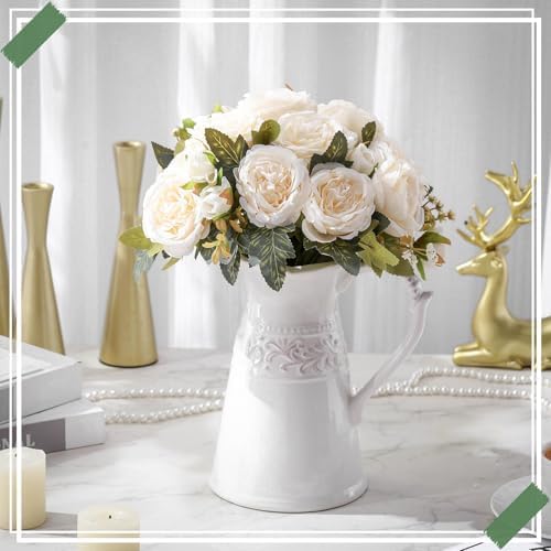 8 Bundles Artificial Peony Centerpiece Flowers,Milk White - Image 5