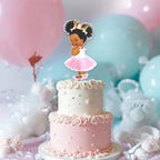 Little Princess Centerpieces Baby Shower Table Decoration 10 inches Pink Gold African American Black Royal Birthday Cake Topper (5) - Image 6